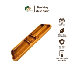 Dĩa chữ nhật chia ngăn gỗ tràm