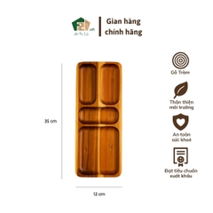 Dĩa chữ nhật chia ngăn gỗ tràm