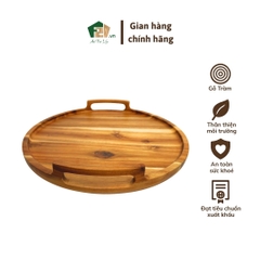 Khay tròn có tay cầm gỗ tràm