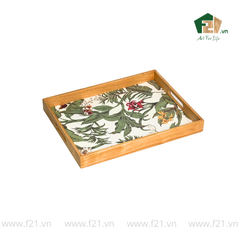 Khay gỗ cao su họa tiết hoa phong lan