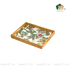 Khay gỗ cao su họa tiết hoa phong lan