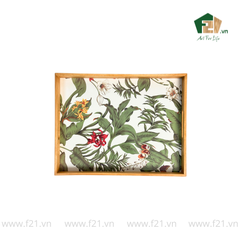 Khay gỗ cao su họa tiết hoa phong lan