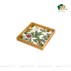 Khay gỗ cao su họa tiết hoa phong lan
