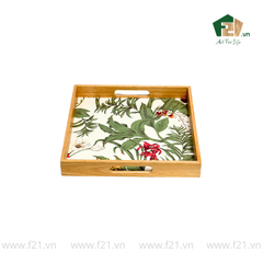 Khay gỗ cao su họa tiết hoa phong lan