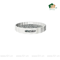 Khay tròn lượn sóng sơn mài họa tiết lá nguyệt quế - D40 x H4.8 cm