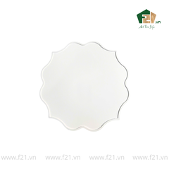 Khay hoa cánh nhọn gỗ sơn mài trắng viền cách điệu