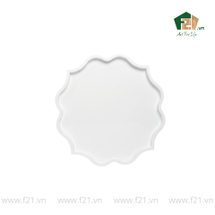 Khay hoa cánh nhọn gỗ sơn mài trắng viền cách điệu