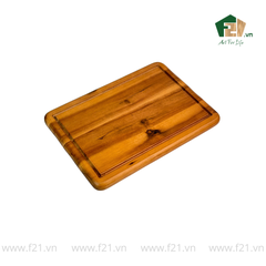 Thớt chữ nhật gỗ tự nhiên bo góc tròn có viền rãnh