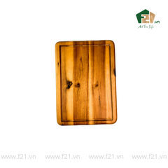 Thớt chữ nhật gỗ tự nhiên bo góc tròn có viền rãnh