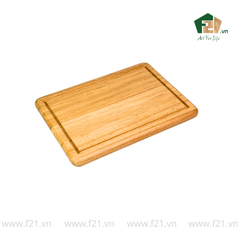 Thớt chữ nhật gỗ tự nhiên bo góc tròn có viền rãnh
