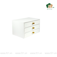 Hộp trang sức chữ nhật 3 tầng sơn mài trắng - 30x20 H18 cm