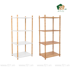 Kệ chữ nhật 4 tầng gỗ với trụ chuỗi oval đẹp mắt