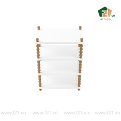 Kệ chữ nhật 4 tầng gỗ với trụ chuỗi oval đẹp mắt