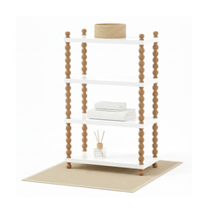 Kệ chữ nhật 4 tầng gỗ với trụ chuỗi oval đẹp mắt