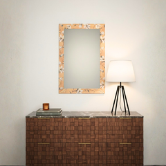 Gương treo chữ nhật sơn mài hoa văn nổi bật