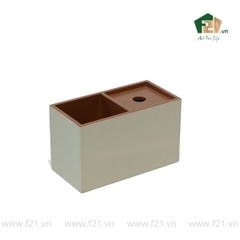 Hộp đựng bàn chải và tăm bông sơn mài 2 ngăn
