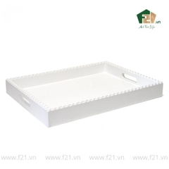 Khay chữ nhật sơn mài viền hạt tinh tế