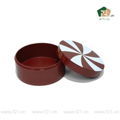 Hộp đựng tròn sơn mài họa tiết