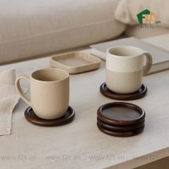 Bộ lót ly gỗ viền nổi bo tròn