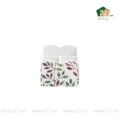 Bộ văn phòng phẩm gỗ sơn mài lá nguyệt quế cách điệu