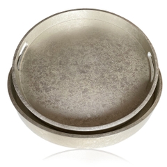 Khay Tròn Dán Bạc Vụn