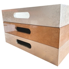 Khay Vuông Dán Bạc Vụn