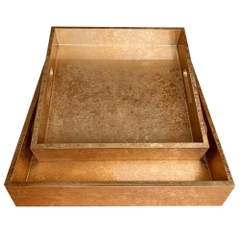 Khay Vuông Dán Bạc Vụn