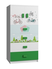 Tủ Quần Áo Cho Bé Họa Tiết Xe Đạp (60x50x120cm)