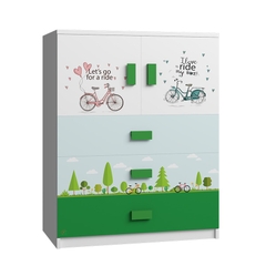 Tủ Quần Áo Cho Bé Họa Tiết Xe Đạp (80x50x100 cm)