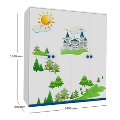 Tủ Quần Áo Trẻ Em Lâu Đài (1m6)