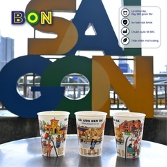 LỐC 50 LY IN TRANH - SÀI GÒN ĐEN ĐÁ 360ML - CÀ PHÊ ĐÁ, NƯỚC UỐNG LẠNH - LY DÀY, ĐẸP, 260 Gram SM - Giá đã gồm HĐ VAT