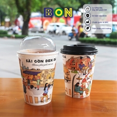 LỐC 50 LY IN TRANH - SÀI GÒN ĐEN ĐÁ 360ML - CÀ PHÊ ĐÁ, NƯỚC UỐNG LẠNH - LY DÀY, ĐẸP, 260 Gram SM - Giá đã gồm HĐ VAT