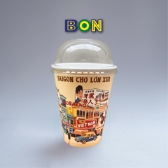 LỐC 50 LY IN TRANH - SÀI GÒN CHỢ LỚN XƯA 360ML - CÀ PHÊ ĐÁ, NƯỚC UỐNG LẠNH - LY DÀY, ĐẸP, 260 Gram SM - Giá đã gồm HĐ VAT