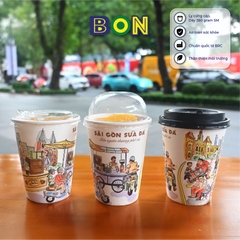 LỐC 50 LY IN TRANH - SÀI GÒN SỮA ĐÁ 360ML - CÀ PHÊ ĐÁ, NƯỚC UỐNG LẠNH - LY DÀY, ĐẸP, 260 Gram SM - Giá đã gồm HĐ VAT