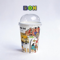 LỐC 50 LY IN TRANH - SÀI GÒN ĐEN ĐÁ 360ML - CÀ PHÊ ĐÁ, NƯỚC UỐNG LẠNH - LY DÀY, ĐẸP, 260 Gram SM - Giá đã gồm HĐ VAT
