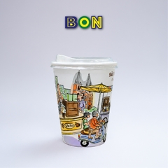 LỐC 50 LY IN TRANH - SÀI GÒN SỮA ĐÁ 360ML - CÀ PHÊ ĐÁ, NƯỚC UỐNG LẠNH - LY DÀY, ĐẸP, 260 Gram SM - Giá đã gồm HĐ VAT