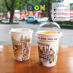 LỐC 50 LY IN TRANH - SÀI GÒN SỮA ĐÁ 360ML - CÀ PHÊ ĐÁ, NƯỚC UỐNG LẠNH - LY DÀY, ĐẸP, 260 Gram SM - Giá đã gồm HĐ VAT