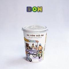 LỐC 50 LY IN TRANH - SÀI GÒN SỮA ĐÁ 360ML - CÀ PHÊ ĐÁ, NƯỚC UỐNG LẠNH - LY DÀY, ĐẸP, 260 Gram SM - Giá đã gồm HĐ VAT