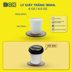 LỐC 50 LY GIẤY TRẮNG CÓ NẮP- 180ML (6 / 6.5 OZ) - UỐNG NƯỚC, NHA KHOA, CÀ PHÊ NÓNG - Giá đã gồm HĐ VAT