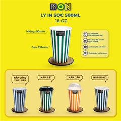 LỐC 50 LY GIẤY IN SỌC - 500ML (16 OZ) - CÀ PHÊ ĐÁ, NƯỚC UỐNG LẠNH