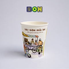 LỐC 50 LY IN TRANH - SÀI GÒN SỮA ĐÁ 360ML - CÀ PHÊ ĐÁ, NƯỚC UỐNG LẠNH - LY DÀY, ĐẸP, 260 Gram SM - Giá đã gồm HĐ VAT