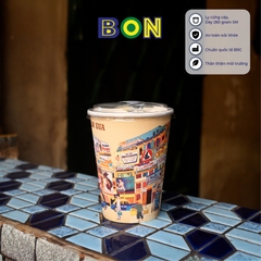 LỐC 50 LY IN TRANH - SÀI GÒN CHỢ LỚN XƯA 360ML - CÀ PHÊ ĐÁ, NƯỚC UỐNG LẠNH - LY DÀY, ĐẸP, 260 Gram SM - Giá đã gồm HĐ VAT