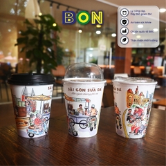 LỐC 50 LY IN TRANH - SÀI GÒN SỮA ĐÁ 360ML - CÀ PHÊ ĐÁ, NƯỚC UỐNG LẠNH - LY DÀY, ĐẸP, 260 Gram SM - Giá đã gồm HĐ VAT