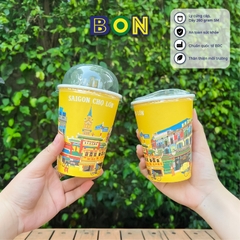 LỐC 50 LY IN TRANH - SÀI GÒN CHỢ LỚN 360ML - CÀ PHÊ ĐÁ, NƯỚC UỐNG LẠNH - LY DÀY, ĐẸP, 260 Gram SM - Giá đã gồm HĐ VAT