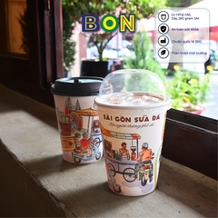 LỐC 50 LY IN TRANH - SÀI GÒN SỮA ĐÁ 360ML - CÀ PHÊ ĐÁ, NƯỚC UỐNG LẠNH - LY DÀY, ĐẸP, 260 Gram SM - Giá đã gồm HĐ VAT