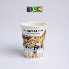 LỐC 50 LY IN TRANH - SÀI GÒN ĐEN ĐÁ 360ML - CÀ PHÊ ĐÁ, NƯỚC UỐNG LẠNH - LY DÀY, ĐẸP, 260 Gram SM - Giá đã gồm HĐ VAT