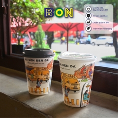 LỐC 50 LY IN TRANH - SÀI GÒN ĐEN ĐÁ 360ML - CÀ PHÊ ĐÁ, NƯỚC UỐNG LẠNH - LY DÀY, ĐẸP, 260 Gram SM - Giá đã gồm HĐ VAT