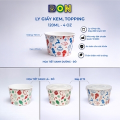 LỐC 50 LY GIẤY KEM, TOPPING 120ML(4oz) – LY ĐỰNG KEM, TOPPING, BÁNH FLAN, SỮA CHUA – LY DÀY, ĐẸP – GIÁ ĐÃ GỒM HĐ VAT