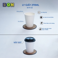 LỐC 50 LY GIẤY TRẮNG - 270ML (8 / 9 OZ)