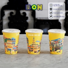 LỐC 50 LY IN TRANH - SÀI GÒN CHỢ LỚN 360ML - CÀ PHÊ ĐÁ, NƯỚC UỐNG LẠNH - LY DÀY, ĐẸP, 260 Gram SM - Giá đã gồm HĐ VAT